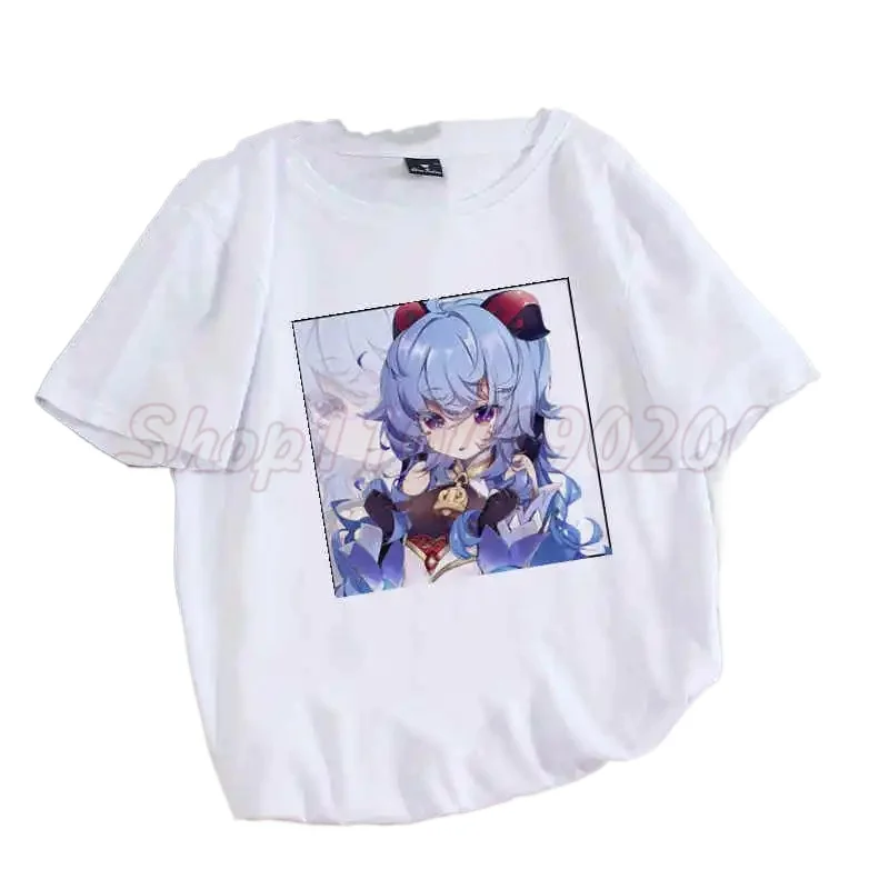 Genshin Impact T Shirt 2024 Women Anime Game Girls Ganyu Cosplay Summer Short Sleeve Funny Tshirt Kawaii Gan Yu Graphic Tees