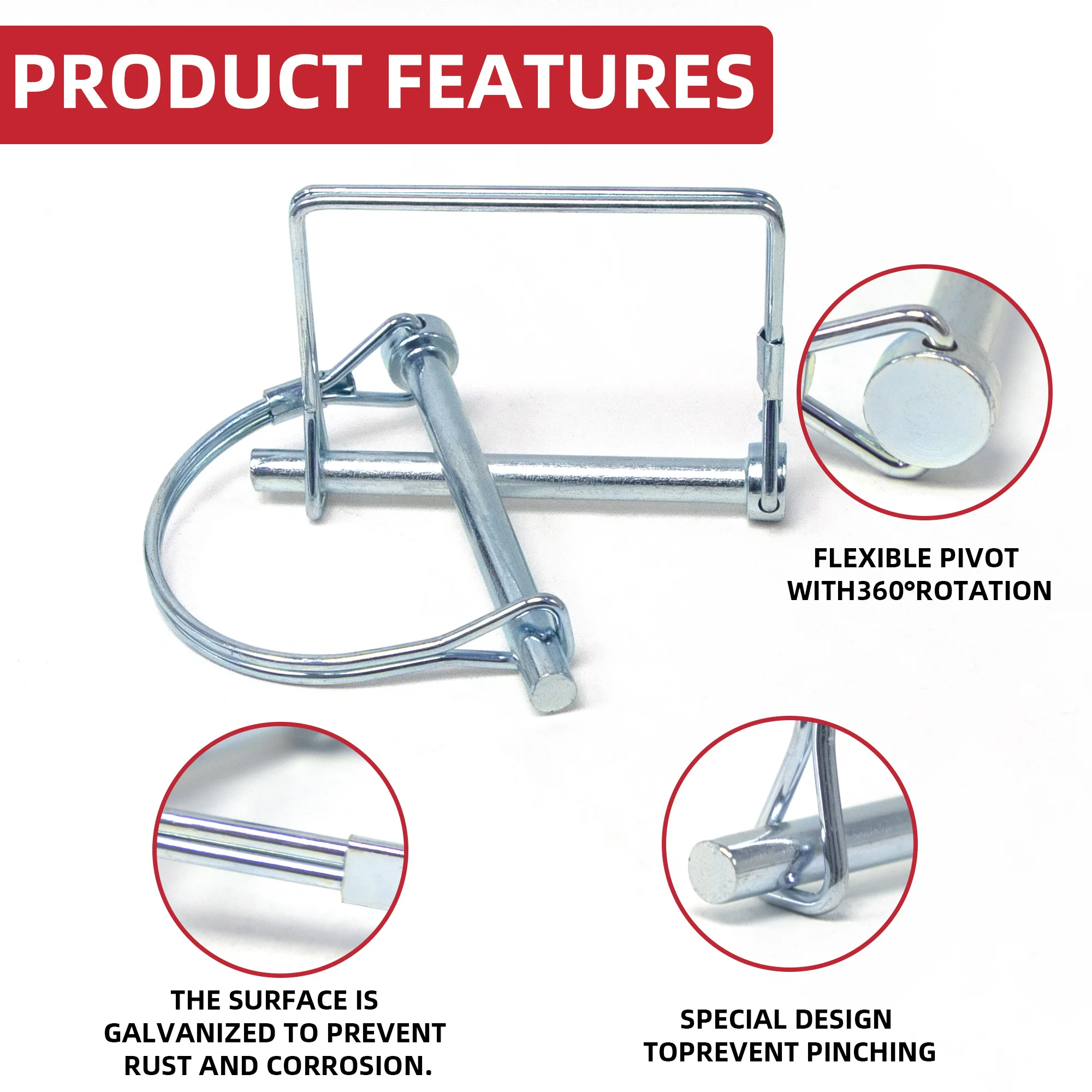 10pcs Square Shaft Locking Lock Pin and Round Arch Wire Shaft Locking Lock Pin,Safety Coupler Pin Retainer Farm Trailers Wagons