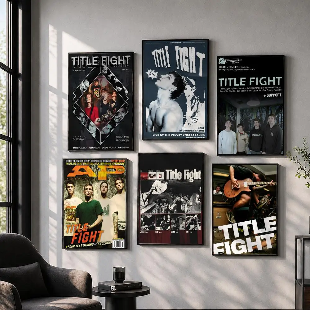 Rock T-Title Fight Band Poster Peel And Stick Wall Art Print Aesthetic Home Decor For Bedroom Living Room Hallway Easy Apply