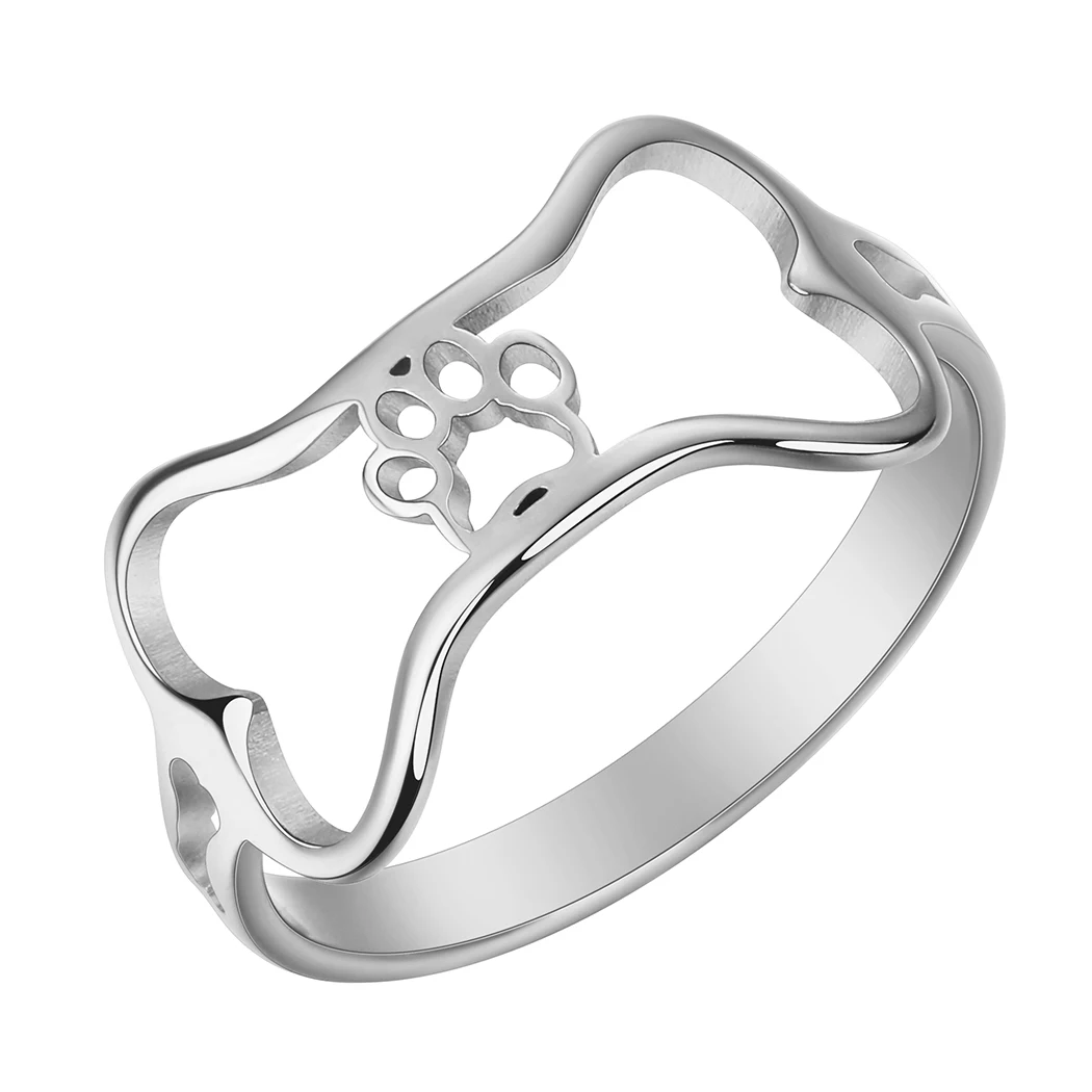 Cxwind Laser Engraving Cat Paw Print Rings For Women Silver Gold Color Stainless Steel Personalized Jewelry Birthday Gift