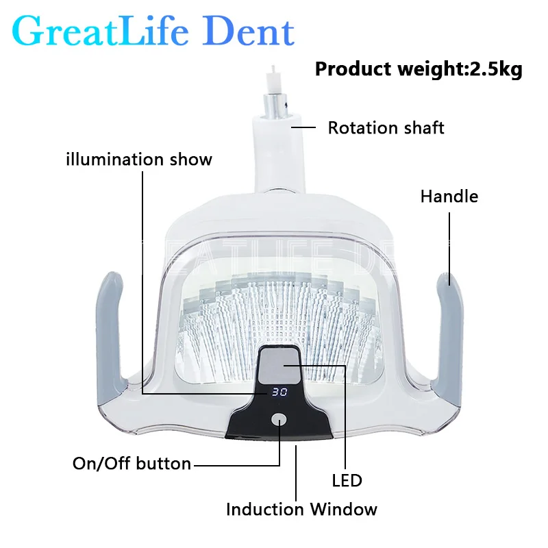 GreatLife Dent 5w 22mm 26mm equipo de silla de unidad Dental, lámpara de inducción sin sombras, luz de operación Dental, lámpara Led