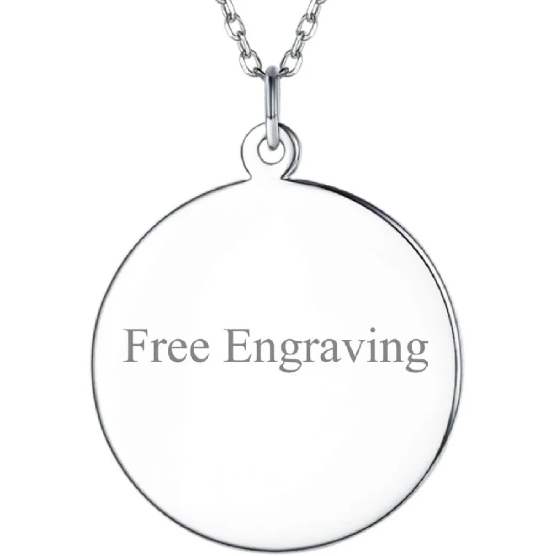 

Custom Initial Disc Heart Necklace 925 Sterling Silver - Engravable Name/Date/Location Minimalist Jewelry For Men Women