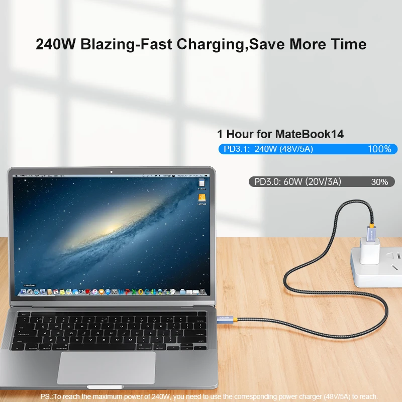 240W Type C Cable Fast Charge Wire Cord 20Gbps USB3.2 Cable 1m 2m For Phone Replace Data Wire Xiaomi Samsung Huawei Macbook