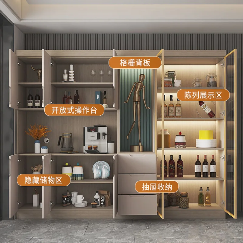 Minimally designed dining cabinet, narrow cabinet, light luxury living room wine cabinet, wall mounted cabinet,