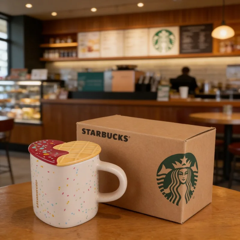

Starbucks Style Cute Sprinkle Mug Colorful Ice Cream Ceramic Cup Waffle Cone Lid Great Holiday Surprise