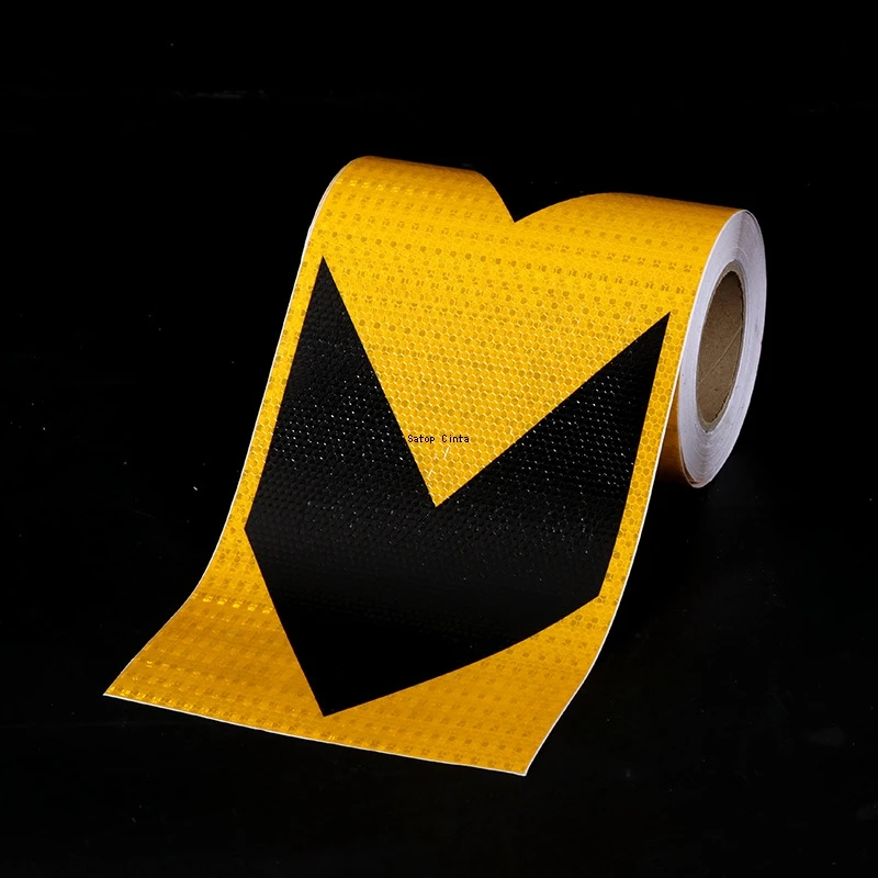 Arrow Safety Reflective Adhesive Tape 8Inch*17FT Hazard Warning waterproof Outdoor Black-Yellow Reflectors Sticker Strip For Car