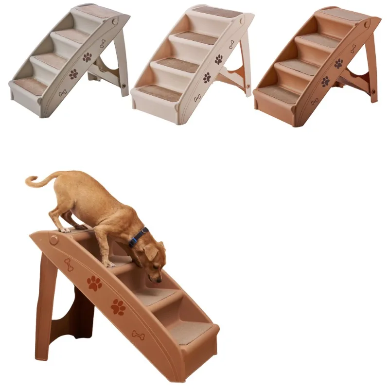 

4 Steps Anti-slip Lightweight Pet Stairs Foldable Plastic Dog Ladder Ramp for Indoor pet stairs for dogs