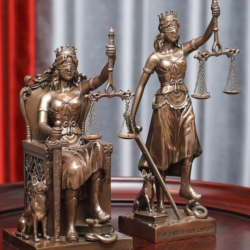 

Resin Bronze Justice Ornament Handcrafted Gift of Justice Goddess Themis Statue Lawyer's Office Legal Scale