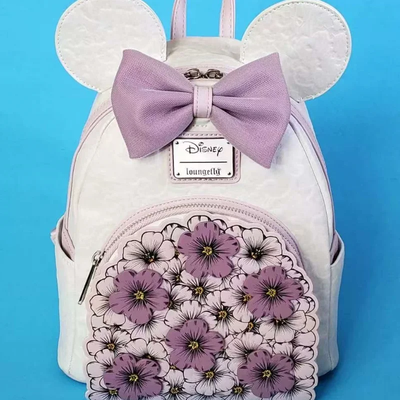 

Loungefly's New Disney Flowers Mickey Backpacks School Bags Anime Merchandise Cartoon Fashion Casual Backpacks Gift