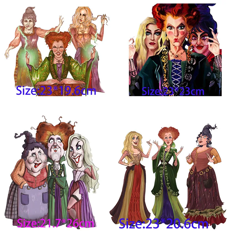 Iron On Patches Cute Hocus Pocus Horror Women Halloween Witches Sanderson Sisters Funny Custom Iron on Decals DTF TRANSFERS DIY