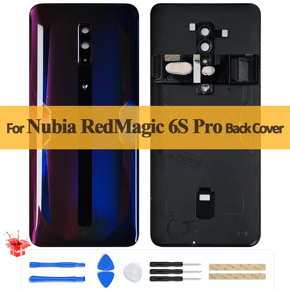 Original Back Cover For ZTE nubia Red Magic 6S Pro Battery Cover Housing Rear Door Case NX669J-S Replace Parts + Camera Lens