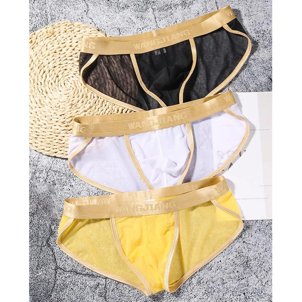 1pc Men Sexy Hollow Out Mesh Brief Low Waist Breathable Underpants U Shape Pouch Underwear Comfort Mesh Penise Bag Thin Briefs