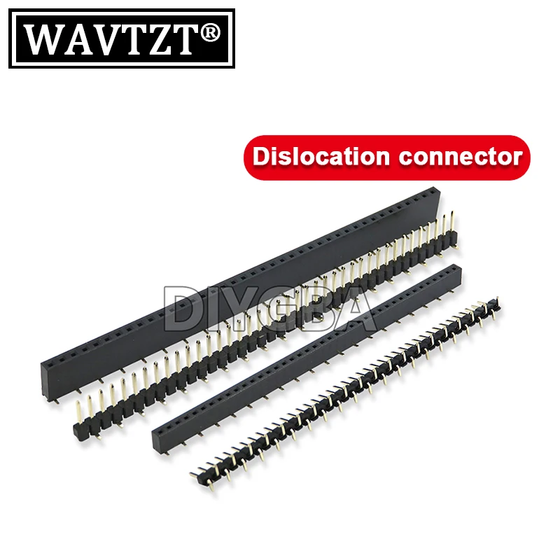 5PCS 1x40P 1x50P Single Row Dislocation Male Female PCB Pin Header Socket Connector Pinheader  SMT 1.27 2.0 2.54 Mm For Arduino