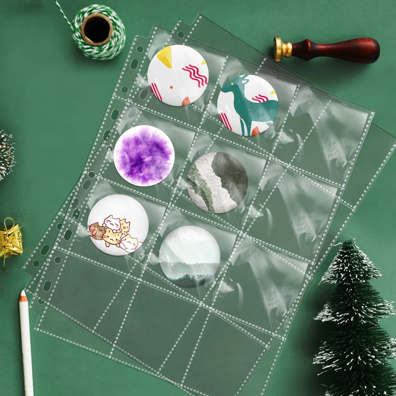 

10Pcs Badge Display Holder Clear Plastic Sleeves Multi Slots Badge Storage Organizer for Collectors Home Office