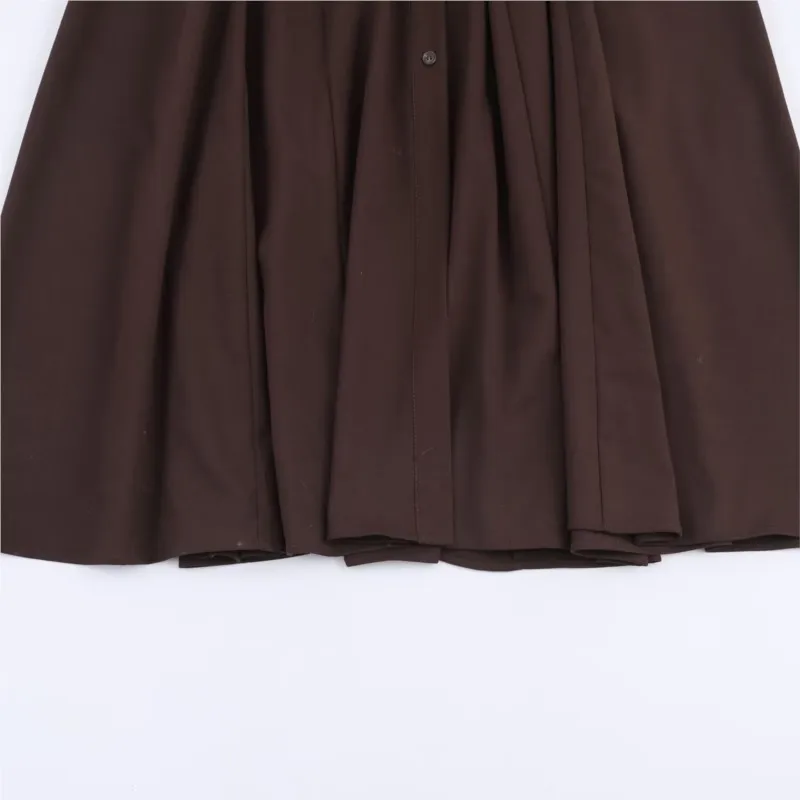 HipSeam Damen Midi-Hemdkleid mit Gürtel, Herbst, Umlegekragen, Knopf, langes Damenkleid, plissierter Saum, weibliche schicke Kleider