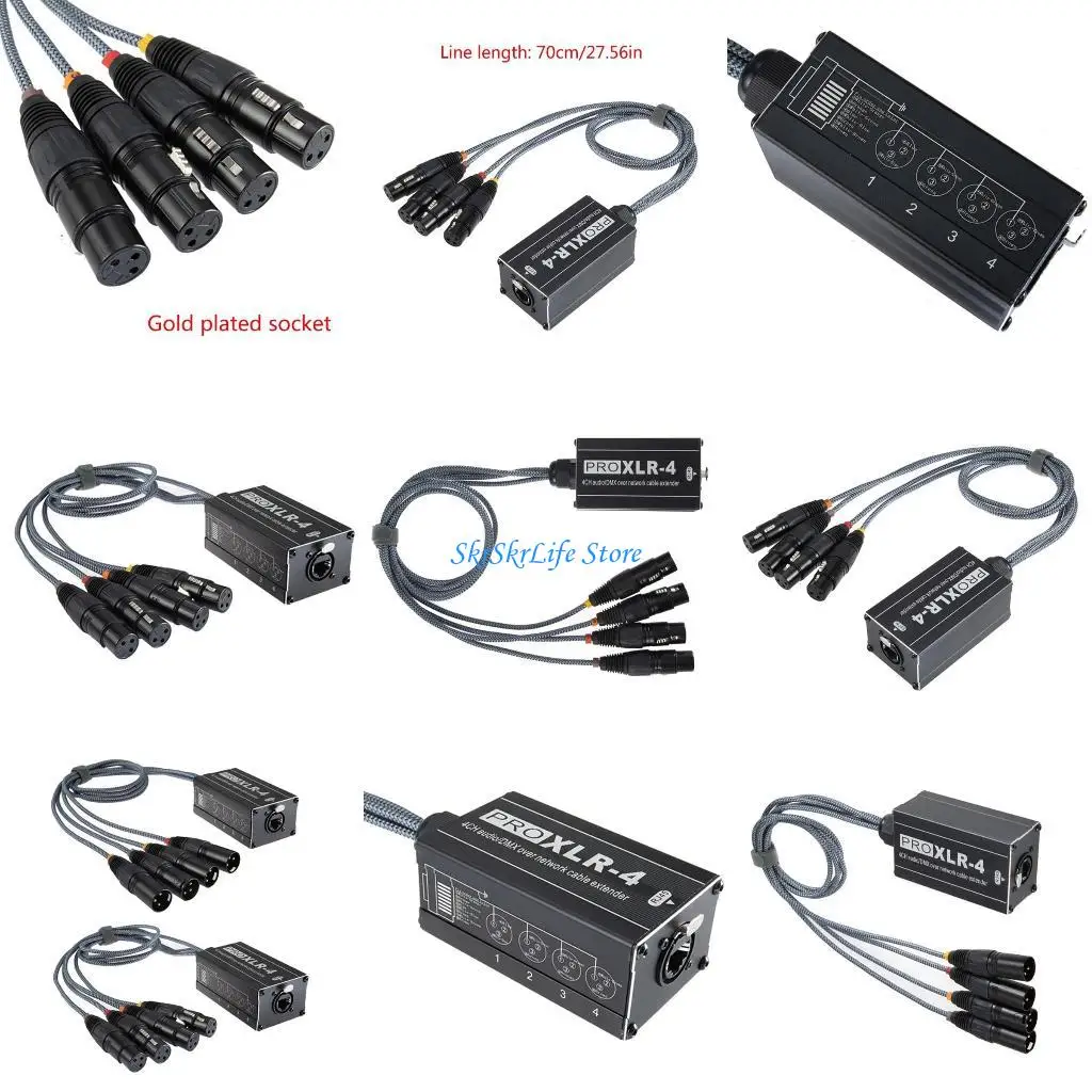 

E65E Snake Cable to Ethercon Cable, 4 Channel 3Pin Multi Networking Snake Receiver