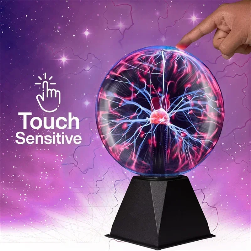 8 pouces contrôle du son boule de Plasma magique lampe LED veilleuse atmosphère tactile verre Plasma lumière fête de noël décor éclairage