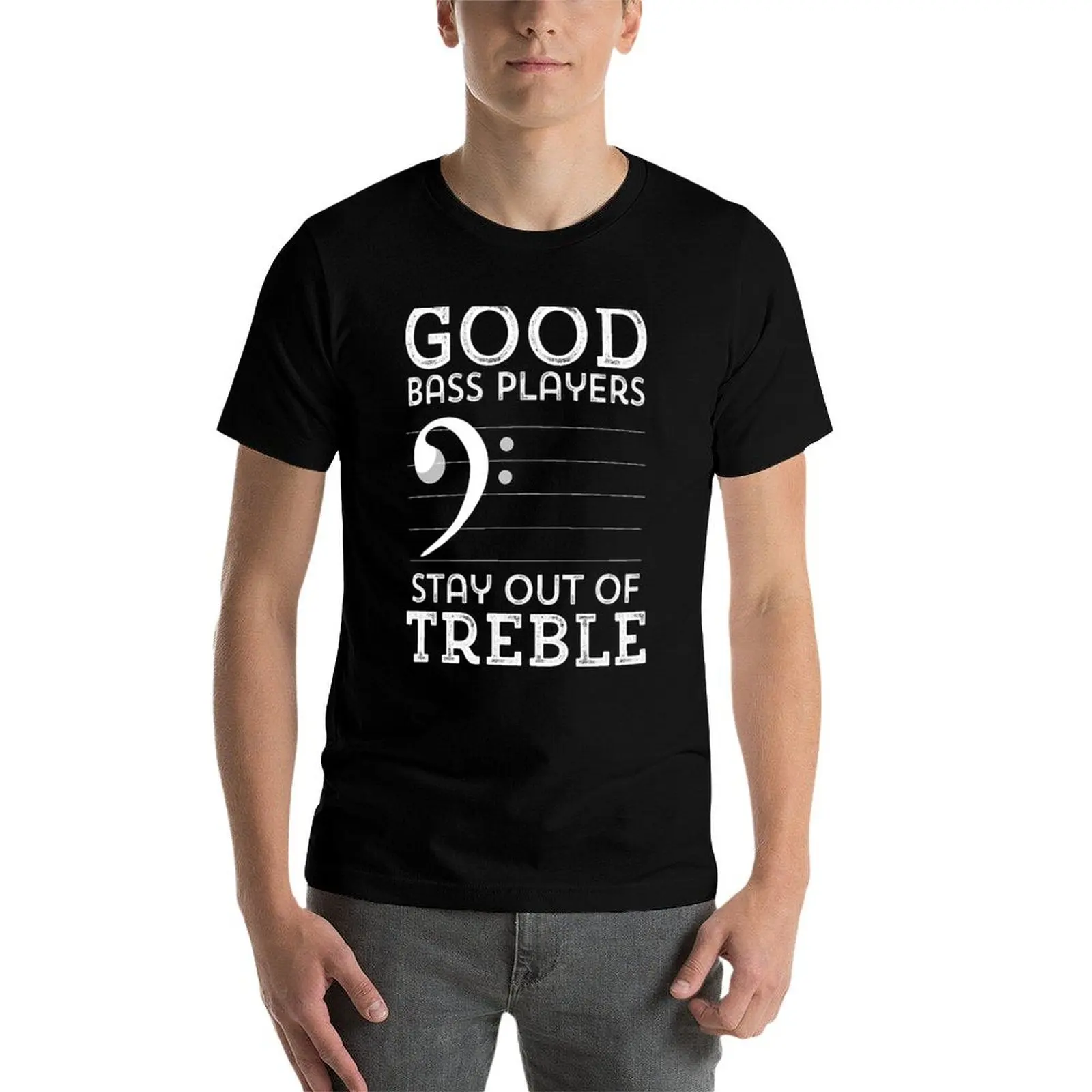 البقاء خارج ثلاثة أضعاف مضحك باس المفتاح الموسيقي باس باس لاعب مزدوج باس الموسيقى تي شيرت الرجال تي شيرت القطن 100% تي شيرت #5