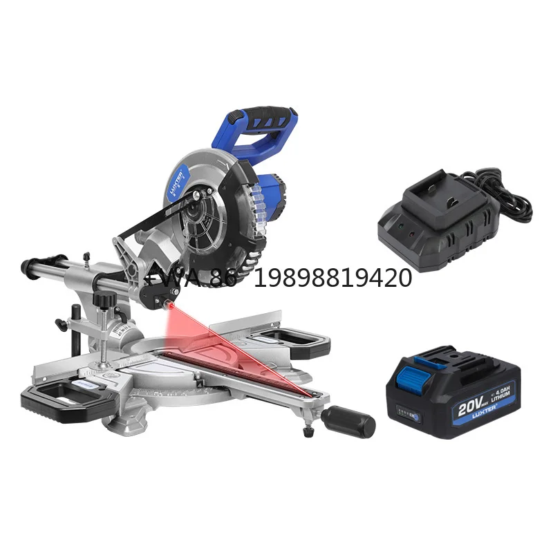 1 Pc 4Ah Battery and 1 Pc 2A Charger  20V Cordless Sliding Miter Saw Woodworking Bench Top  Power Saws with