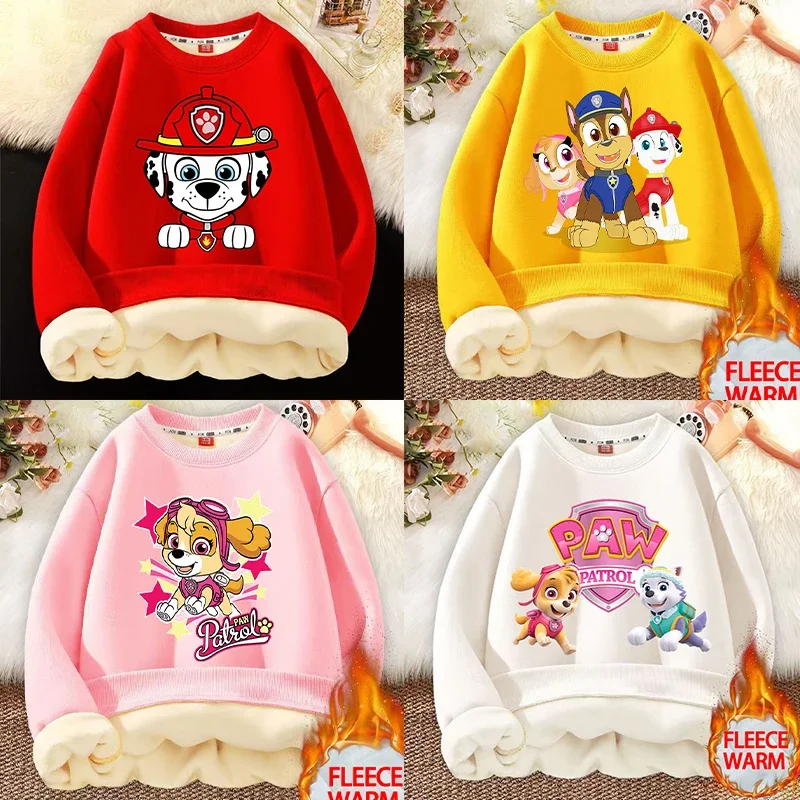 Paw Patrol Lamb Wool Children Hoodie Cartoon Anime Thick Fleece Sweatshirt Boys Girls Winter Warm Fashion Clothing Kids Clothes