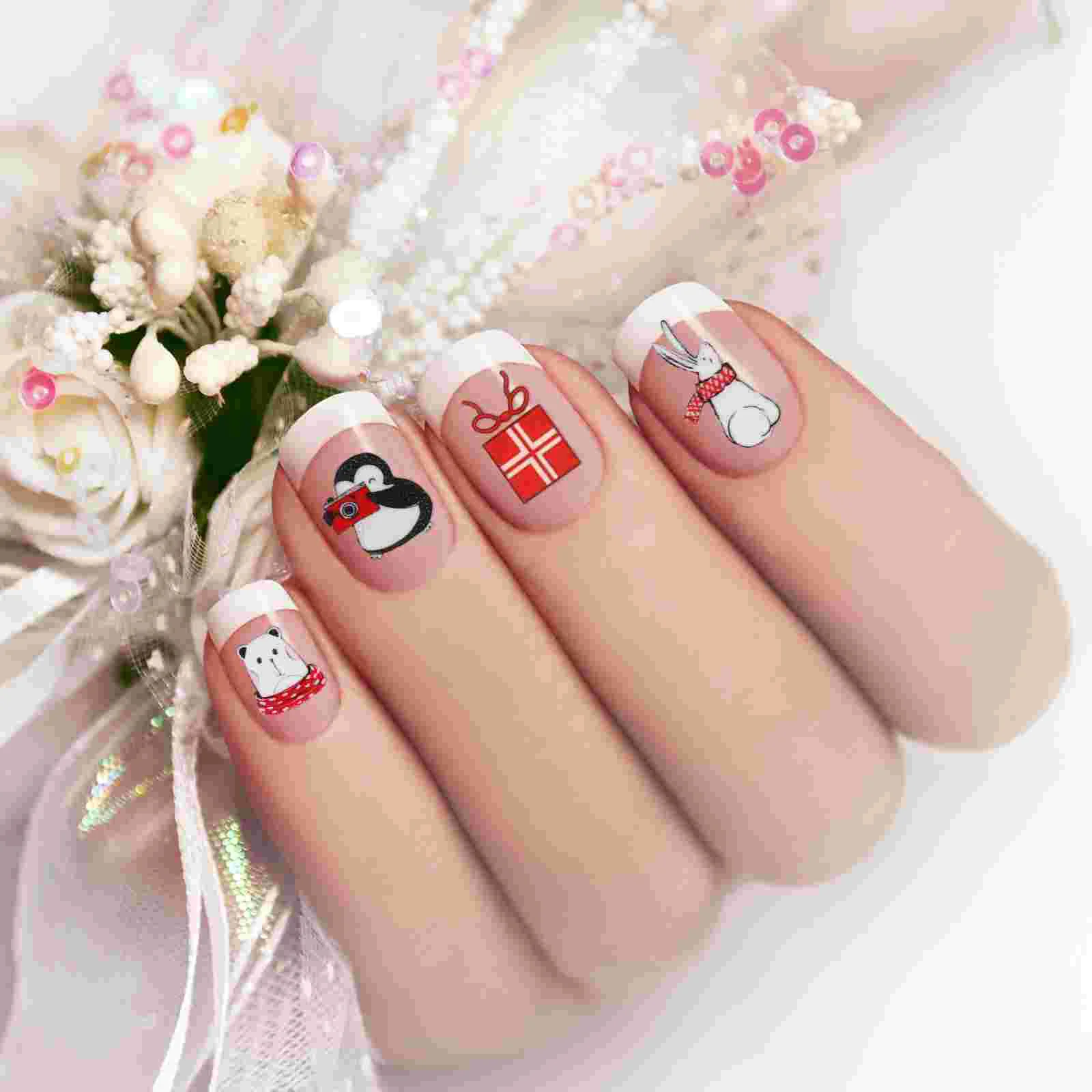 6-vellen kerstnagelstickers feestelijke stickers manicure applique sneeuwvlok