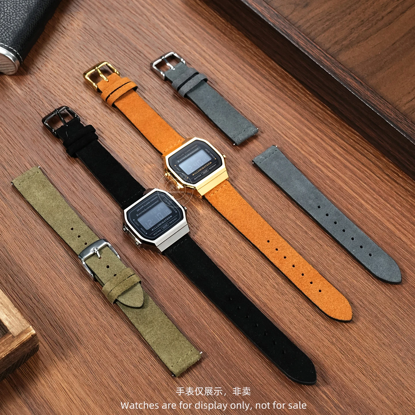 لساعة كاسيو الذهبية المربعة الصغيرة A158W A159 F-91 A158/A168/A169 سلسلة حزام ساعة جلد طبيعي سوار 18 مللي متر