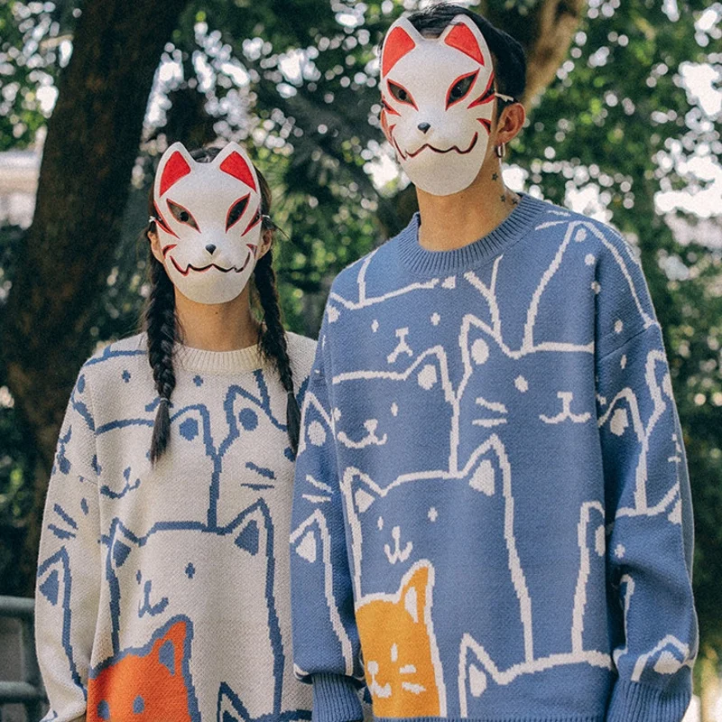 

Мужской повседневный свободный свитер с круглым вырезом в корейском стиле, унисекс, осенне-зимняя новинка, молодежная куртка