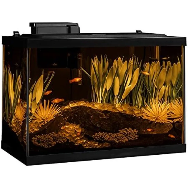 Aquarium 20 Gallon Fish Tank Kit, Includes LED Lighting and Decor