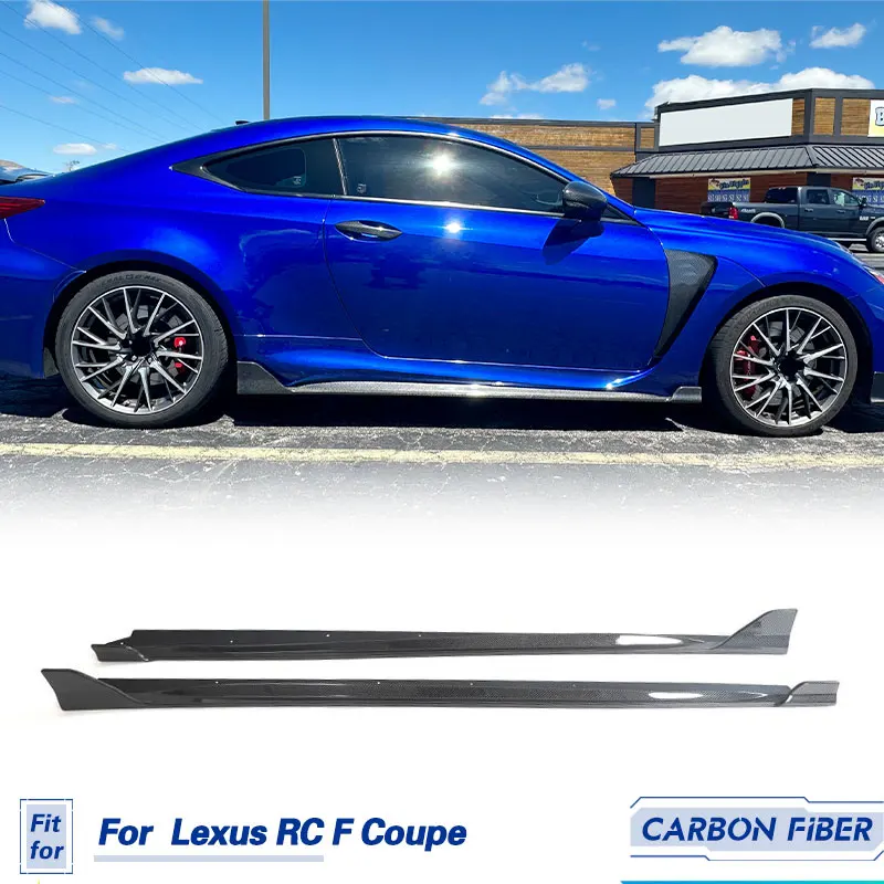 Car Side Skirts Extensions Carbon Fiber for Lexus RC F Coupe 2-Door 2015-2018 Racing Side Door Bumper Apron Lip Body Kits