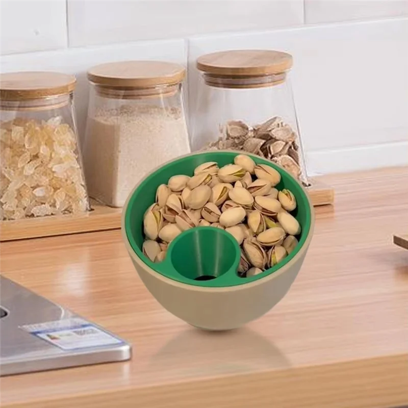 AB66-For Edamame Cherries Nut Bowl Two-Tier Shell Collecting Divided Snack Bowl Walnut Plate Food Holder For Camping Gathering