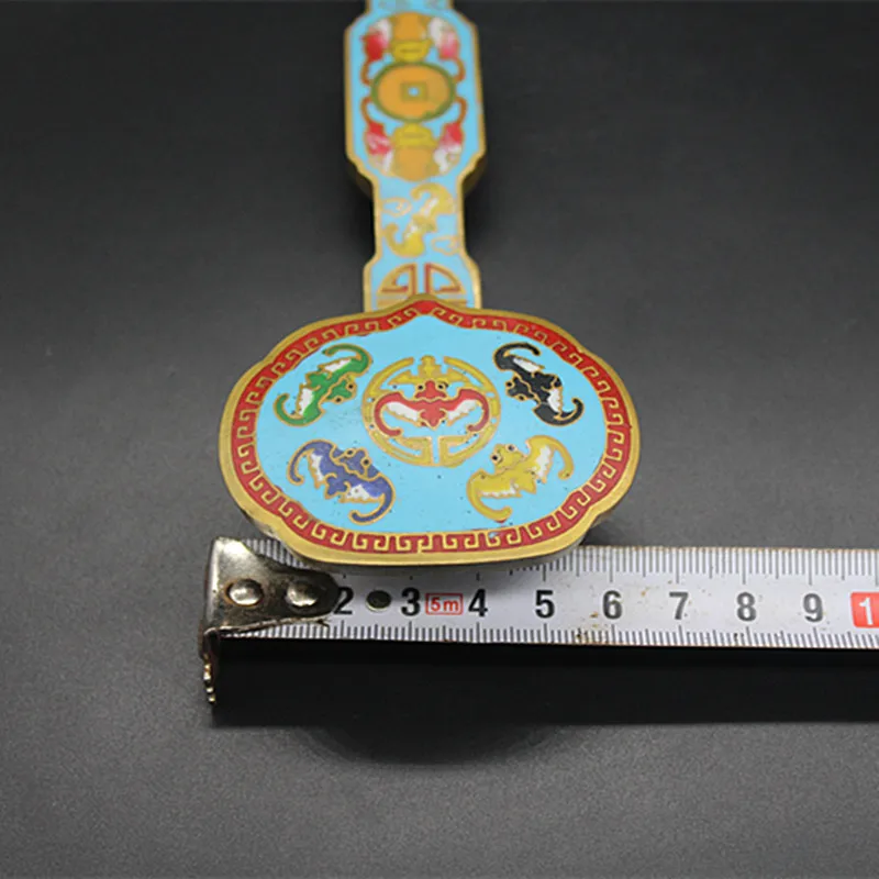 Antique Brass Classic Door Handle Cloisonne Entrance Door Knocker Ruyi Enamel Blue Door Handles for Interior Doors Collection