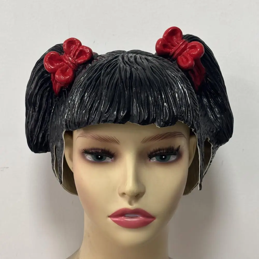 Women Men Halloween Party Double Tail Mask Cute Bob Hair Student Girl Wig Cosplay Costume Makeup Dance Party Accessory