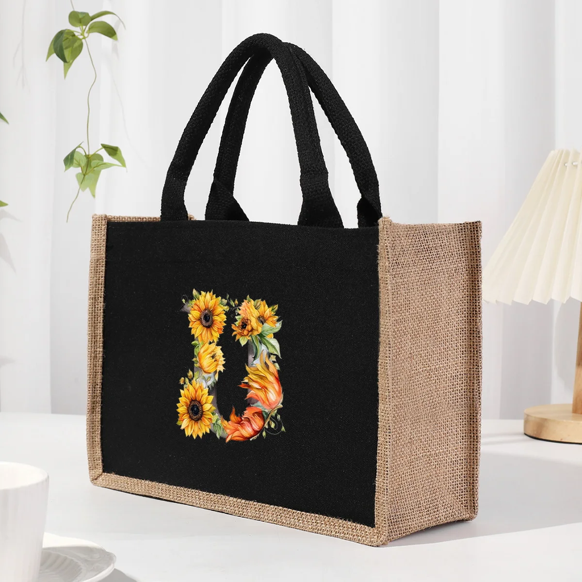 Sunflower letter hot stamping letter printed women's handbag with large capacity waterproof leisure commuting bag inside