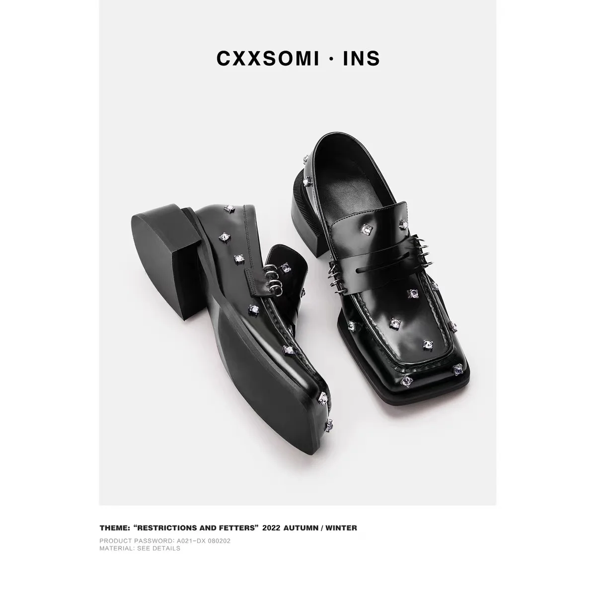 Scarpe mocassini con punta quadrata stile britannico in vera pelle con strass di lusso Scarpe basse con suola spessa Scarpe casual da donna