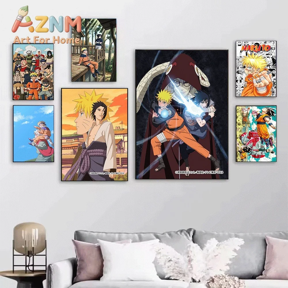 Anime Naruto Canvas Wall Art Naruto Baryon Mode Rasengan Poster Unframed Canvas Painting Bedroom Living Room Home Wall Decor A