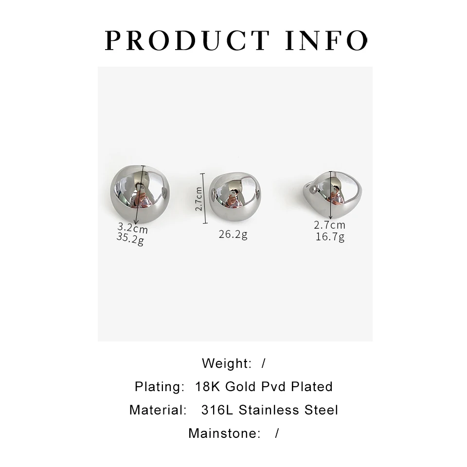 Peri\'sbox High Polished Smooth Silver PVD Plated Chunky Dome Rings for Women Men Stainless Steel Punk Hip-Hop Statement Jewelry