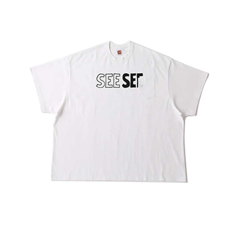 SEE SEE cityboy hand-painted letter print men's and women's same short sleeves