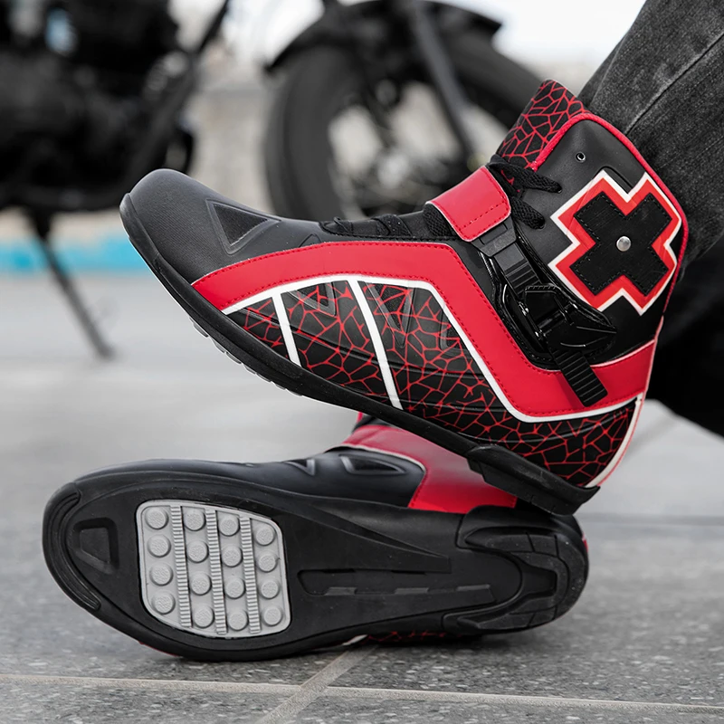 

Motorcycle protective cycling boots fashion men four season anti slip high top off-road wear resistant comfortable riding boots