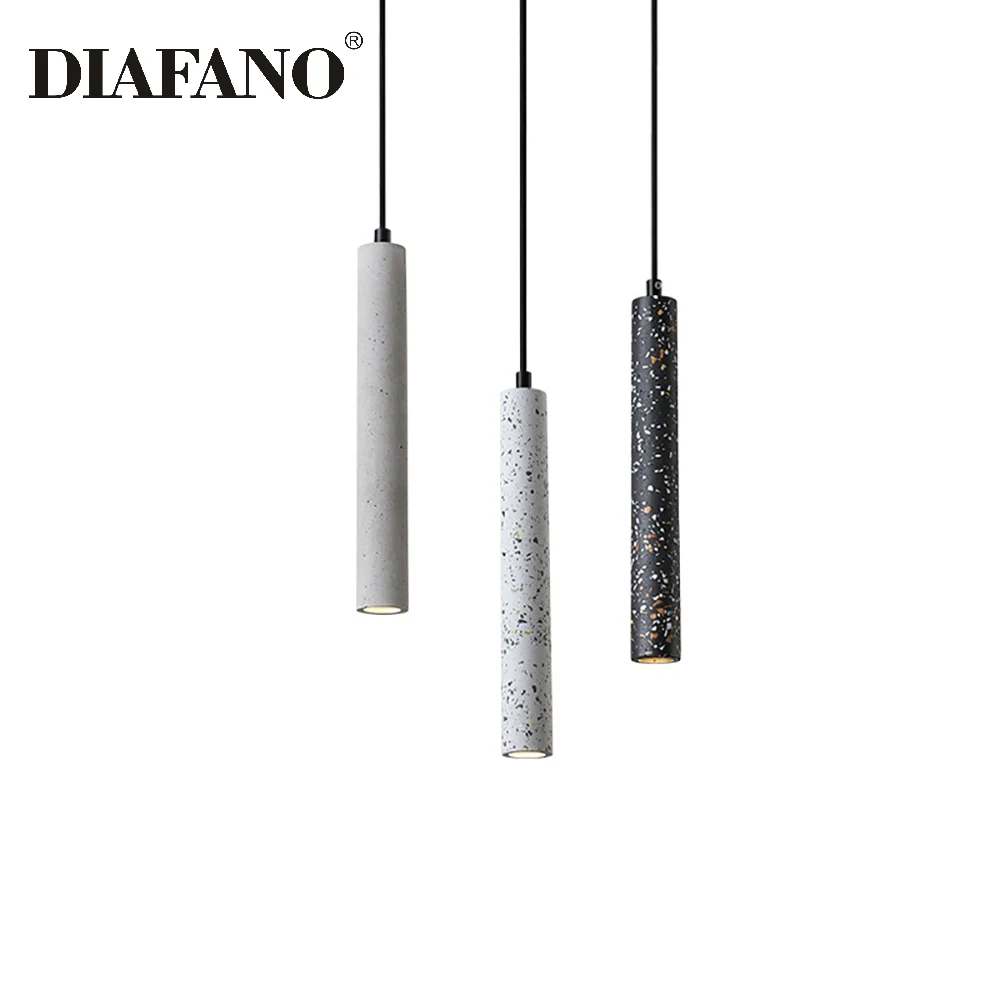 Cement Hanging Lights Ceiling Pendant Long Tube Light Concrete Modern Luxury Led Decorative Chandelier Lighting Pendant Lamp