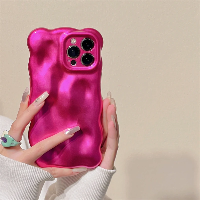 Shine Rose Meteorite Wave Bubble Handyhülle für iPhone 16 13 14 12 11 15 Plus Schöne Mädchen stoßfeste glänzende Rückseite Shell