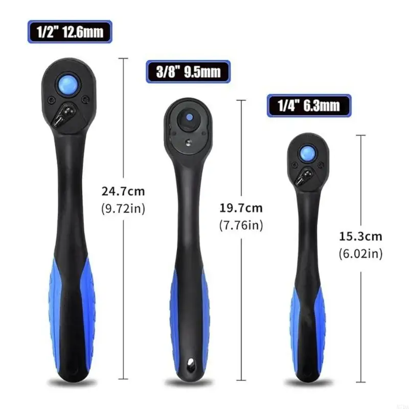 M7DA 3piece Ratcheting Llave Conjunto rotaciones bidireccionales 72 Precisos Dientes Many Diseño Construcción acero