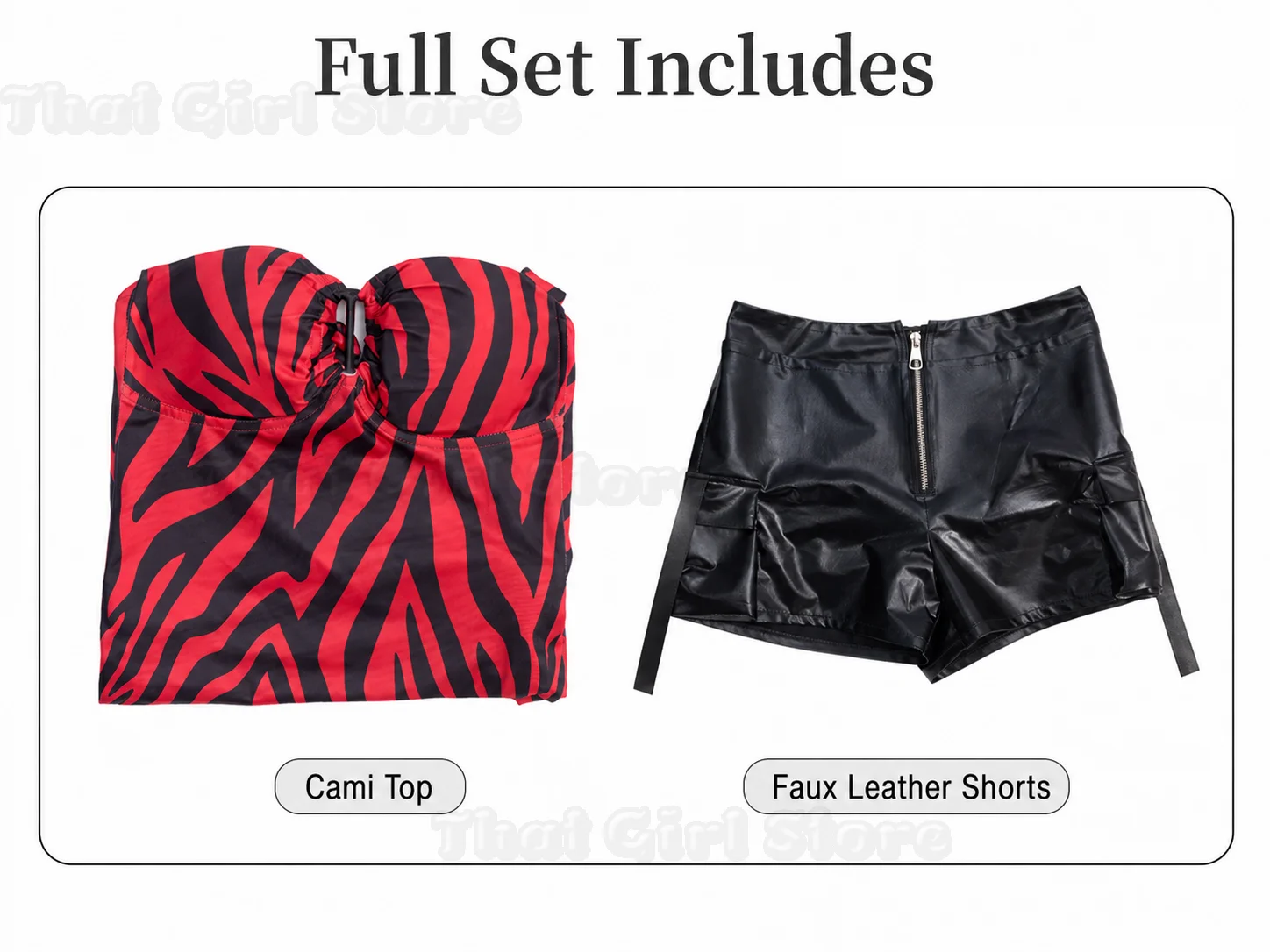 Obsession Nikki Kostüm Cosplay Outfit Zebra Neckholder-Top Kunstleder Cargo-Shorts Punk Streetwear Halloween Karneval Anzüge – Detail 15