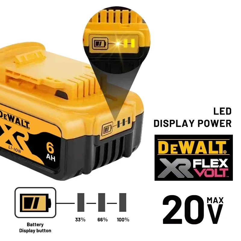 100% originele Dewalt 20V batterij, 5AH 6AH 9AH oplaadbare lithiumbatterij, Dewalt DCB200, 18V elektrisch gereedschap batterij, 20V batterij