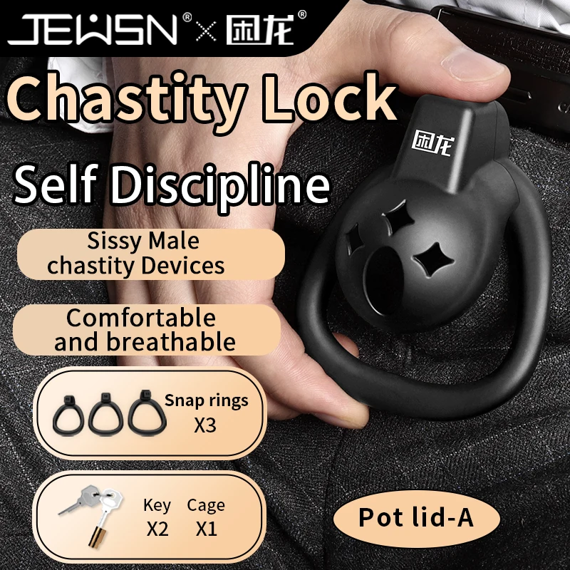 JEUSN Male Penis Chastity Cage Set Small Bird Chastity Cage Belt With Padlock Cock Ring Penis Lock Bondage Slave Man Sex Toy Gay