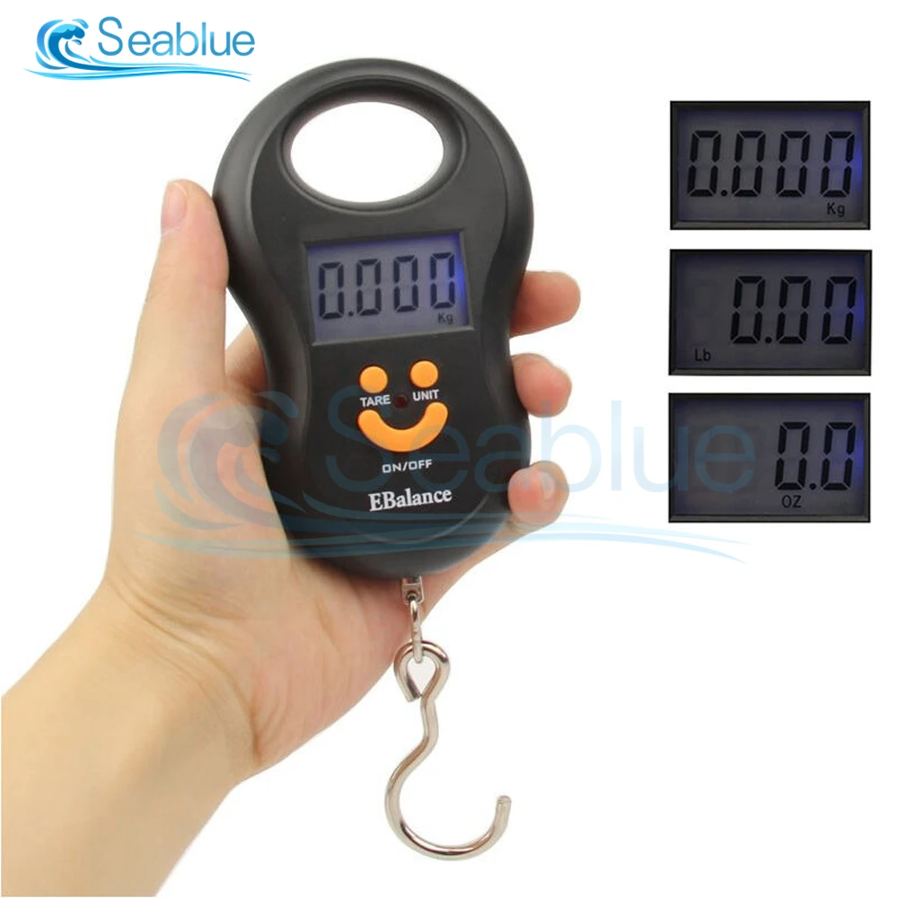 Portable 50Kg 10g Hanging Scale Digital Scale BackLight Electronic Fishing Weights Pocket Scale Luggage Scales Black