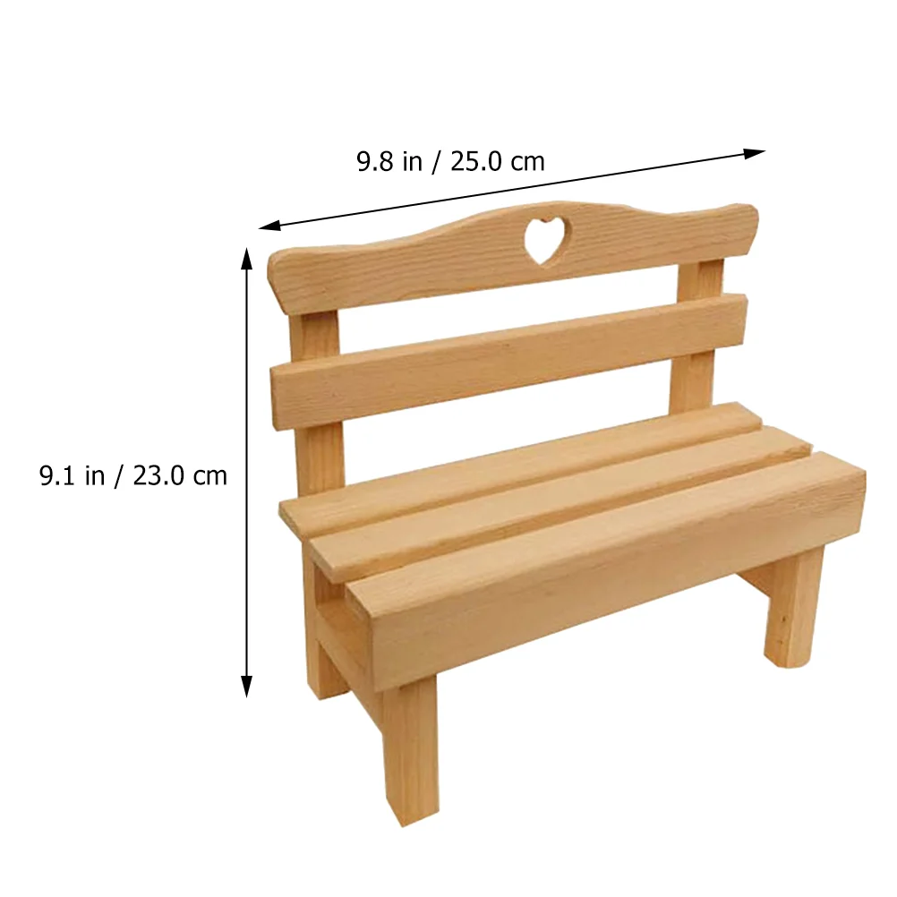 Mini Small Chair House Furniture Adorable Bench Figurine Wooden Craft Decor Miniature Porch