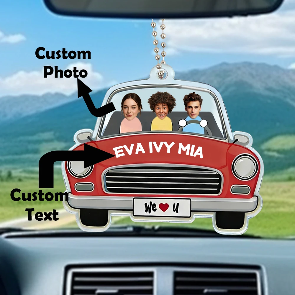 

Custom Photo Car Ornament Personalized Acrylic Hanger Gift for Dad Husband Fathers Day Valentine Gift Decor Car Accessories
