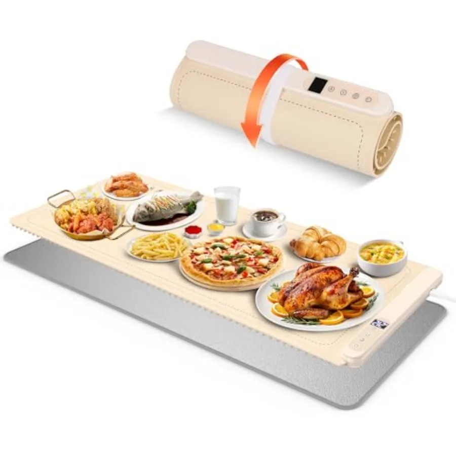 

Warming Mat for Food XXL 35"x16" Electric Warming Tray for Parties Buffet Graphene 3S Rapid Full-Surface Heating Mat with 8 Lev