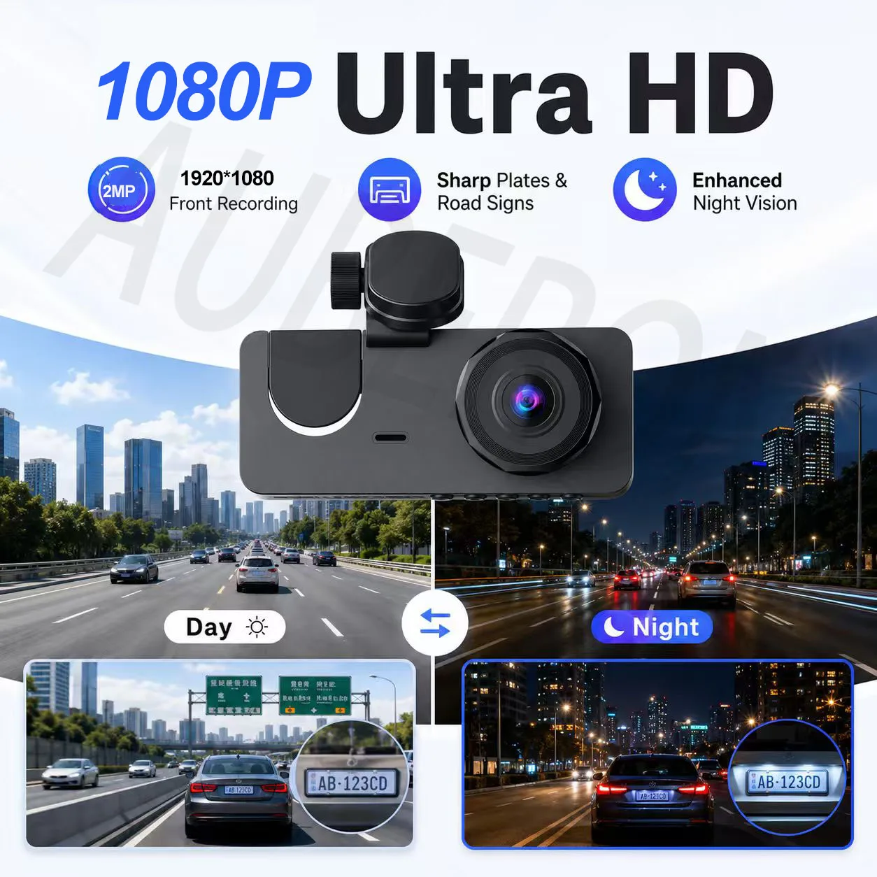 Car DVR 3Channel Dash Cam for Car 1080P Video Recorder WIFI APP Dashcam Front and Rear View Camera Night Vision Car Accessories