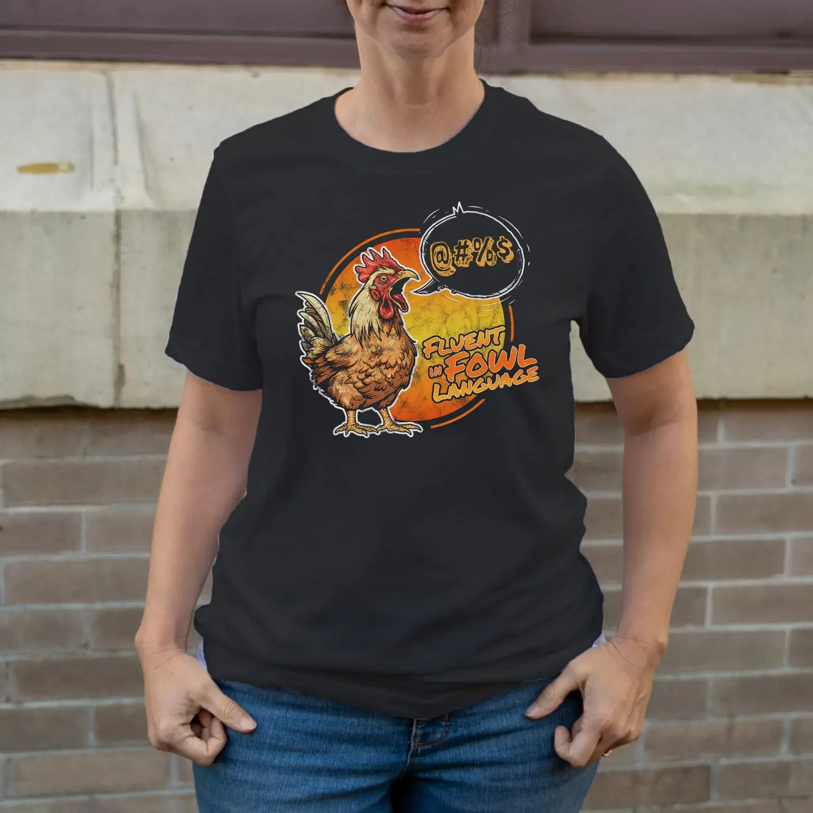 Fluent In Fowl Language Funny Chicken T Shirt For Lover Farmer Crazy Lady Country Humor Casual vintage Washed Breathable